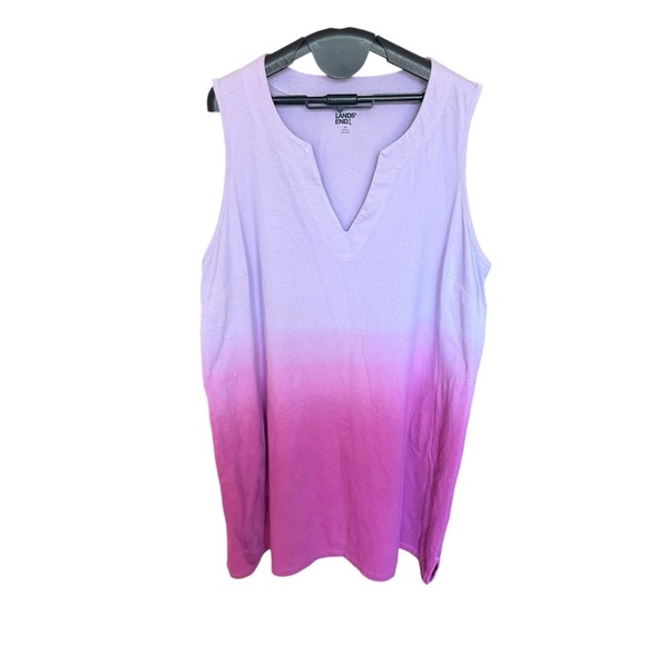 Lands’ End Ombré Purple Pink Sleeveless Swim Cover Tunic Dress Size 2X - Picture 1 of 5